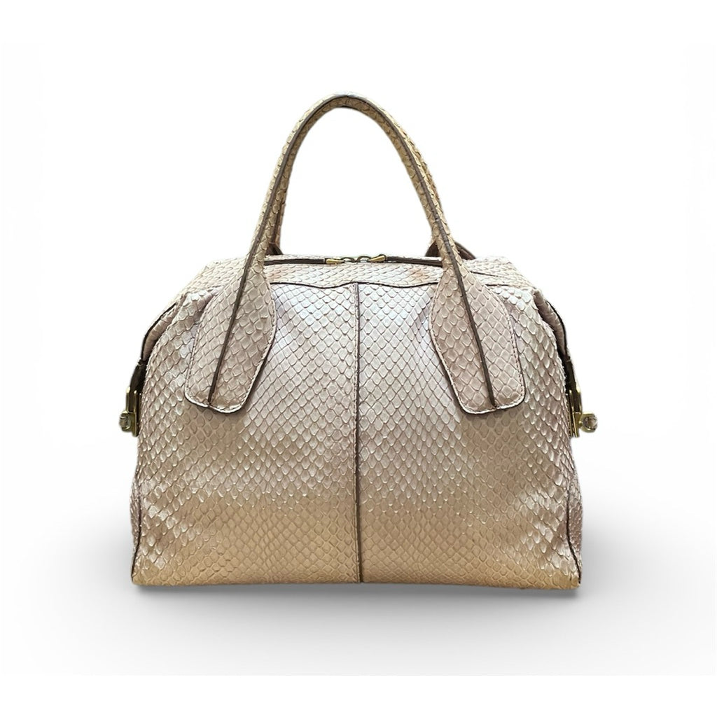 TOD’S 紫藕色 蟒蛇皮 真皮 輕量 手提包 斜背包 保證正品