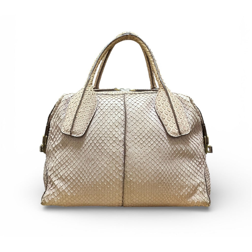 TOD’S 紫藕色 蟒蛇皮 真皮 輕量 手提包 斜背包 保證正品