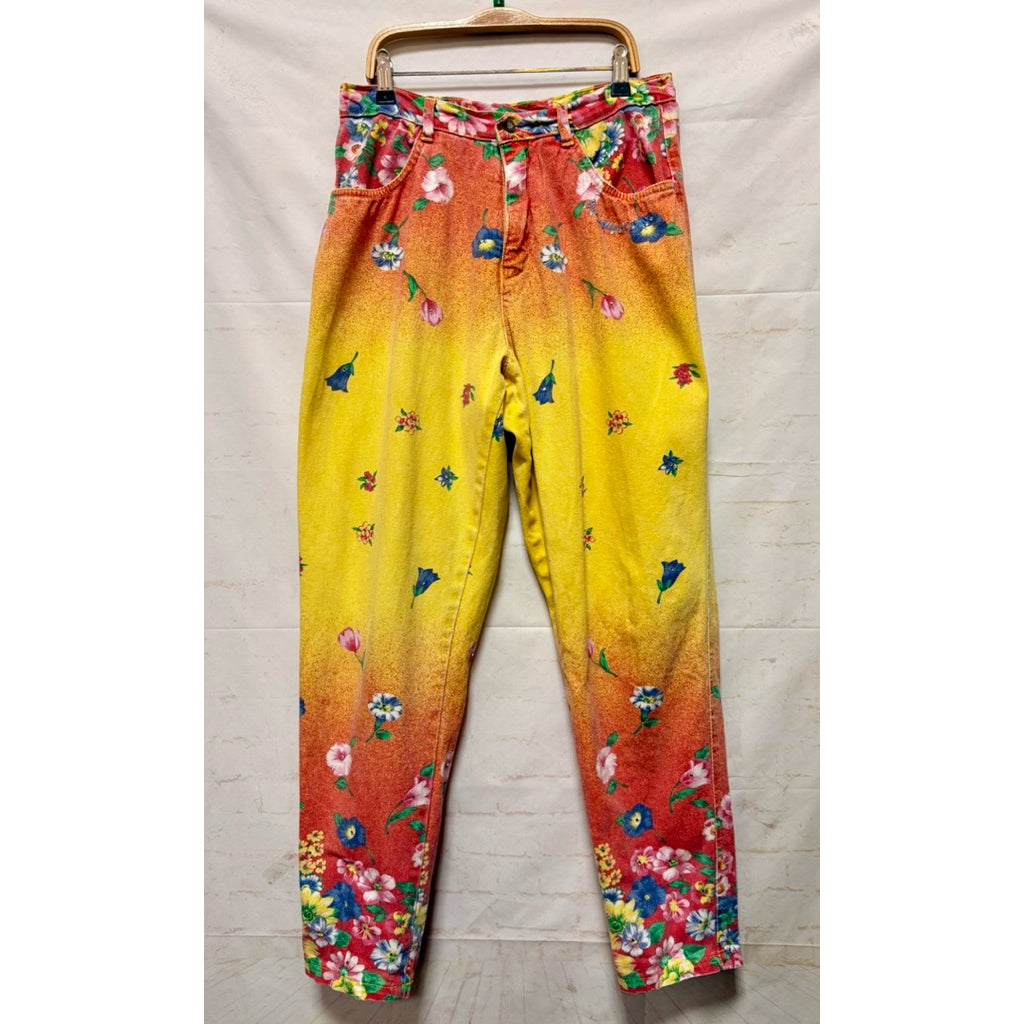 復古 古著 牛仔褲 BIANCA MARIA CASELLI 花朵 貼鑽 獨一無二