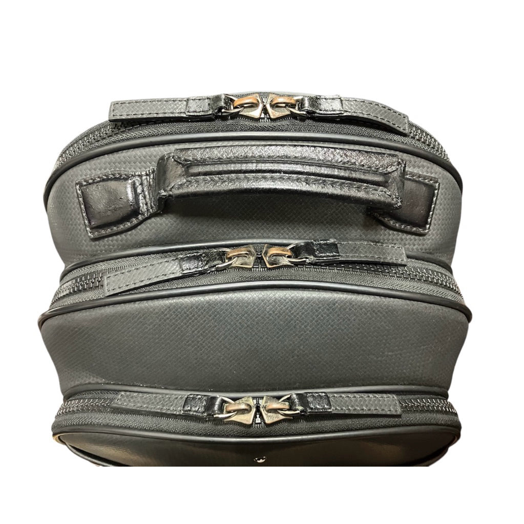 MONTBLANC 萬寶龍 黑色 碳纖維紋 牛皮 後背包 保證正品