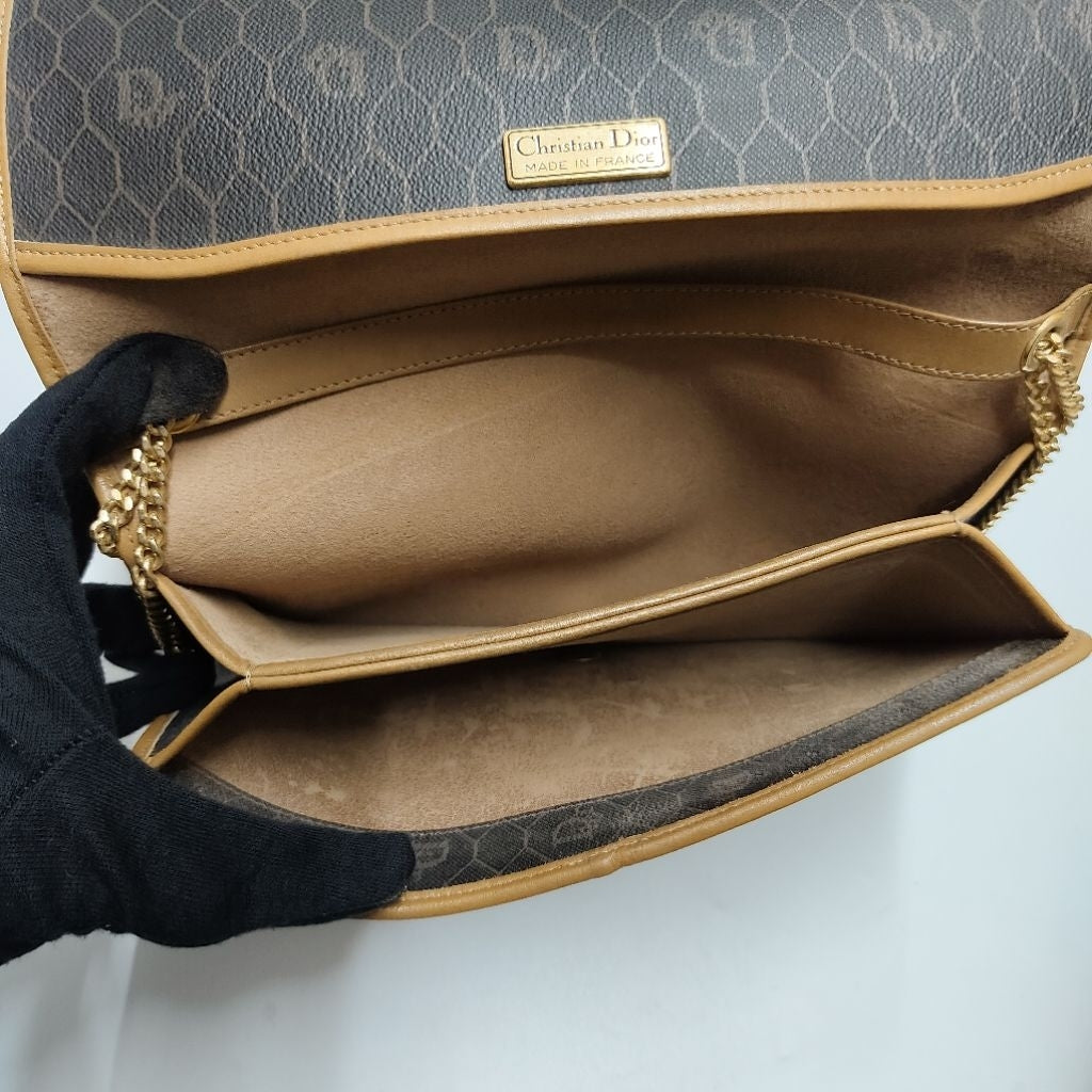 DIOR 迪奧 4740805 蜂巢 復古 老花 鏈條包 手提包 肩背包 黑色 褐色 保證正品