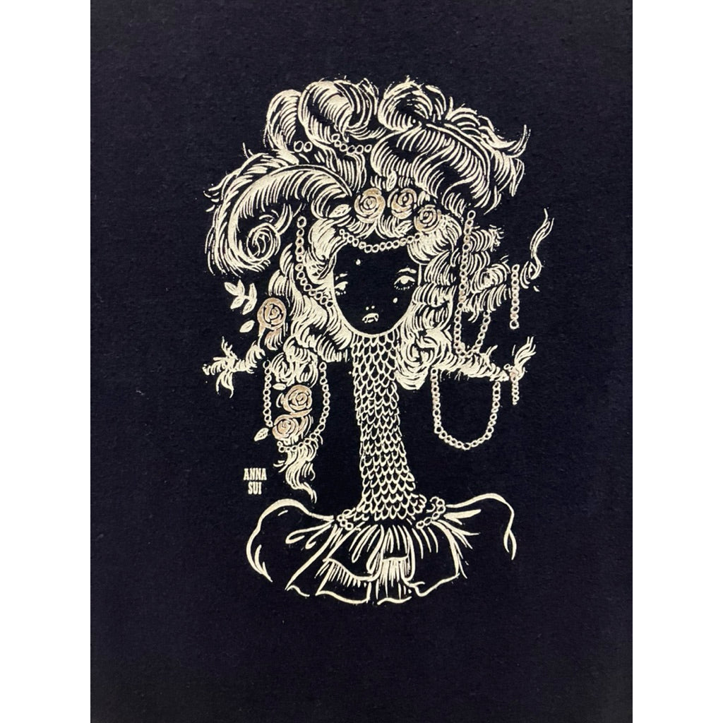 ANNA SUI 黑色 印花短袖T恤
