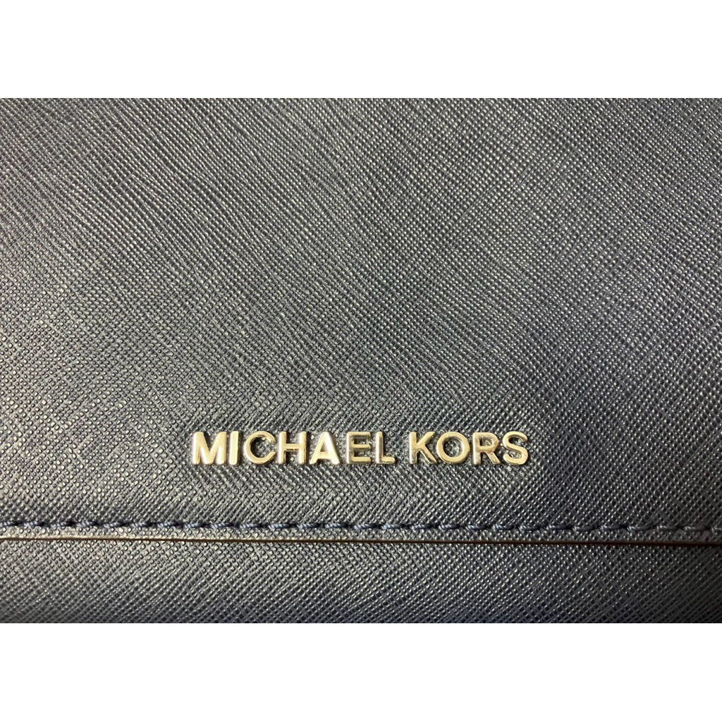 ⚠️請詳閱商品描述MICHAEL KORS 銀字LOGO 深藍色 防刮皮 WOC 鏈條包 保證正品