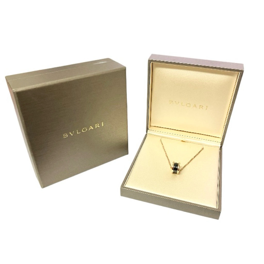 BVLGARI B.ZERO1 寶格麗 18K玫瑰金三環黑陶瓷項鍊 保證正品