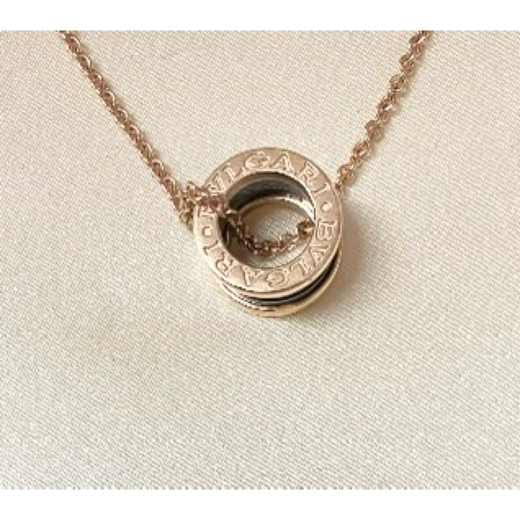 BVLGARI B.ZERO1 寶格麗 18K玫瑰金三環黑陶瓷項鍊 保證正品