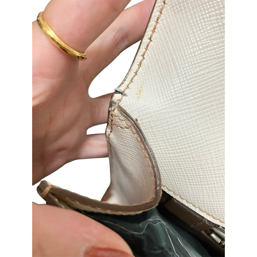 PRADA 白色 防刮皮 大手拿包 保證正品