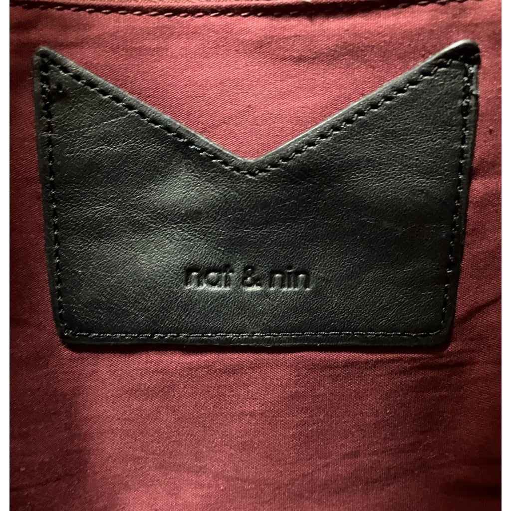 NAT & NIN 黑色 真皮 手提 斜背包