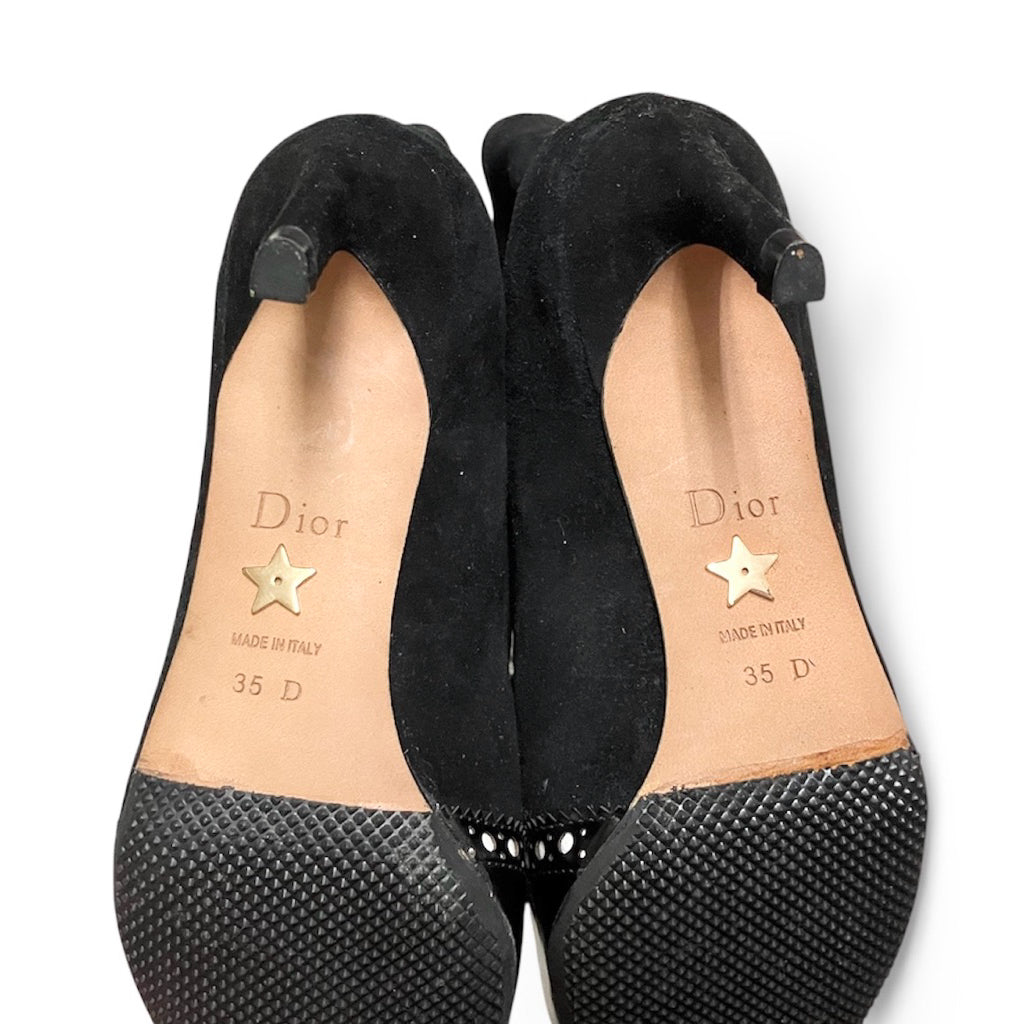 CHRISTIAN DIOR 黑色 麂皮 高跟 短靴 保證正品