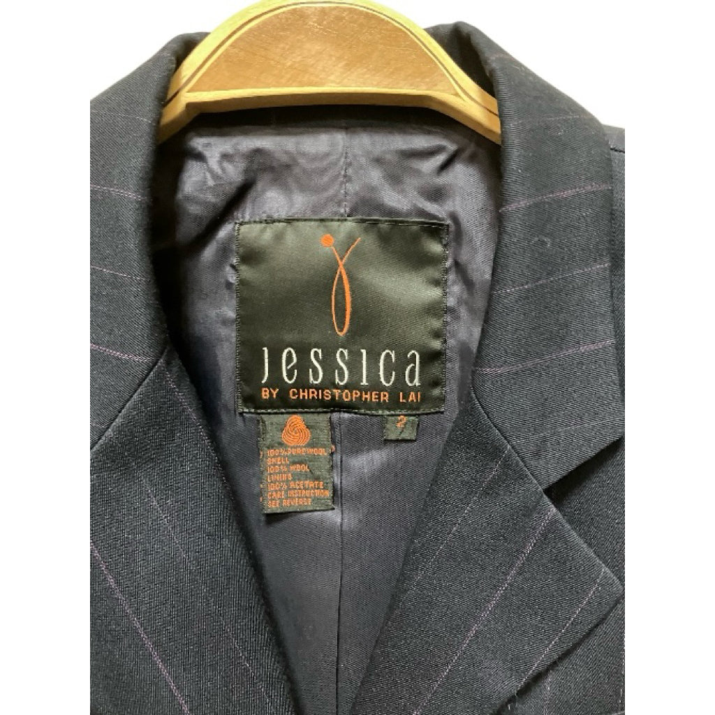 JESSICA 深藍色 三扣 西裝外套