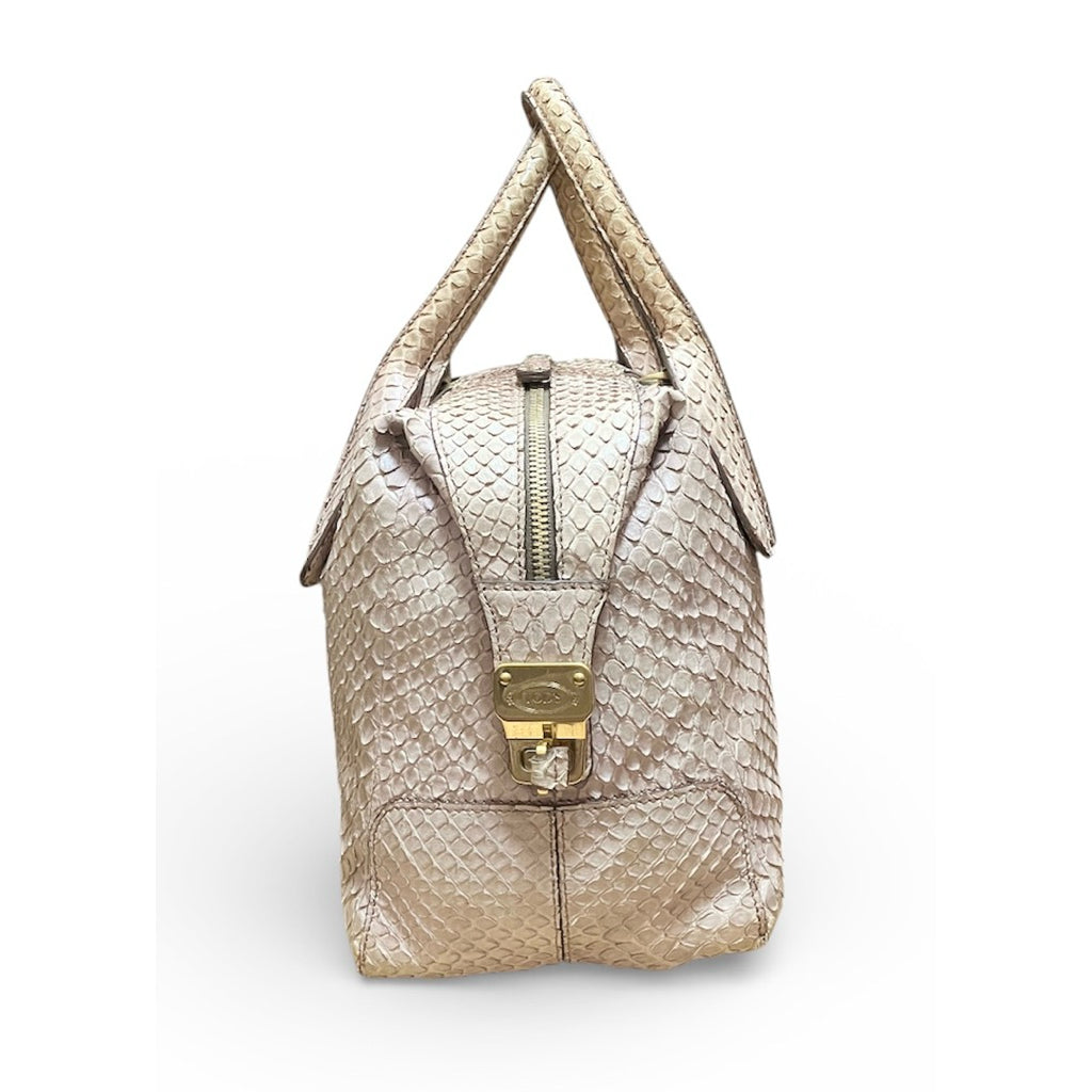 TOD’S 紫藕色 蟒蛇皮 真皮 輕量 手提包 斜背包 保證正品