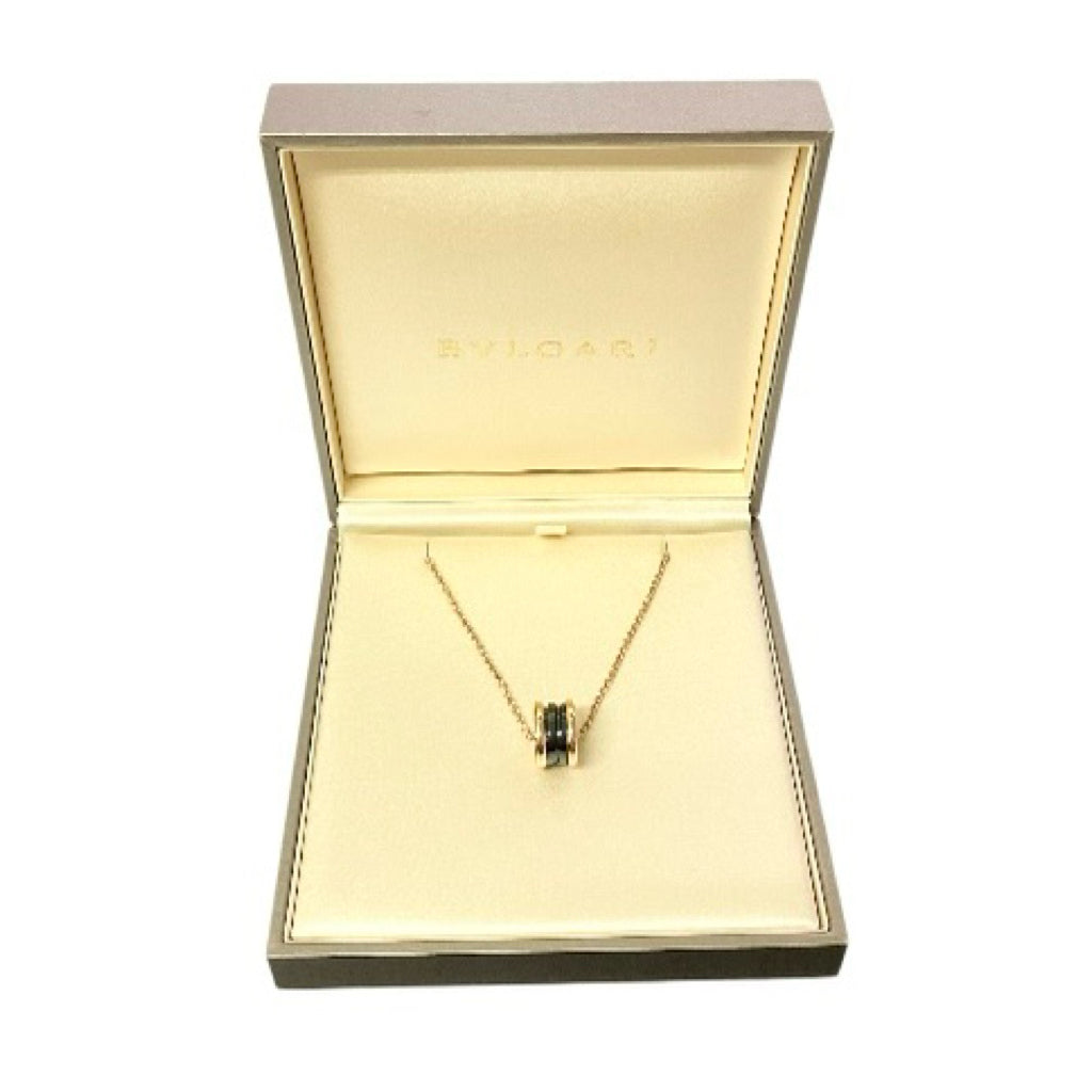 BVLGARI B.ZERO1 寶格麗 18K玫瑰金三環黑陶瓷項鍊 保證正品