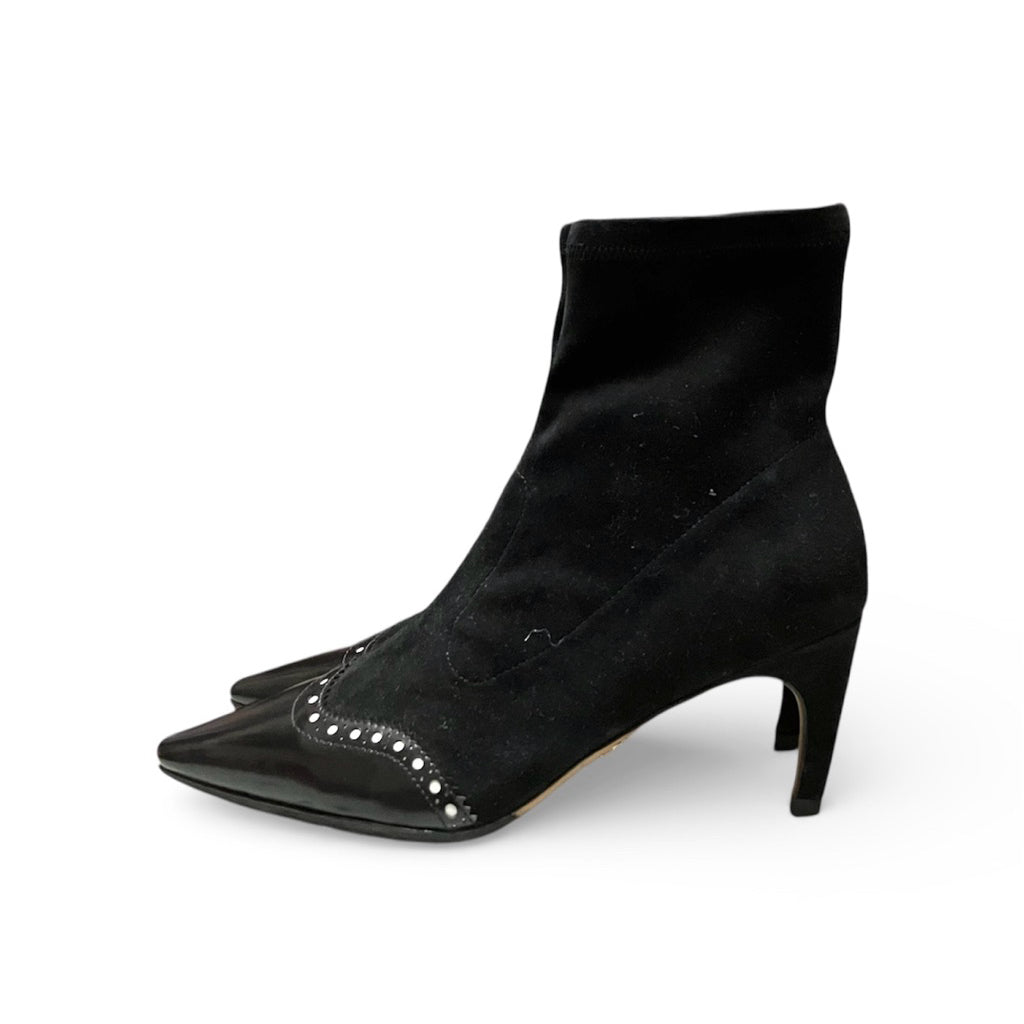CHRISTIAN DIOR 黑色 麂皮 高跟 短靴 保證正品