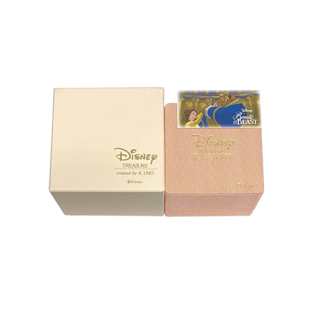 K.UNO DISNEY 迪士尼聯名 美女與野獸 18K金 0.02CT 針式耳環