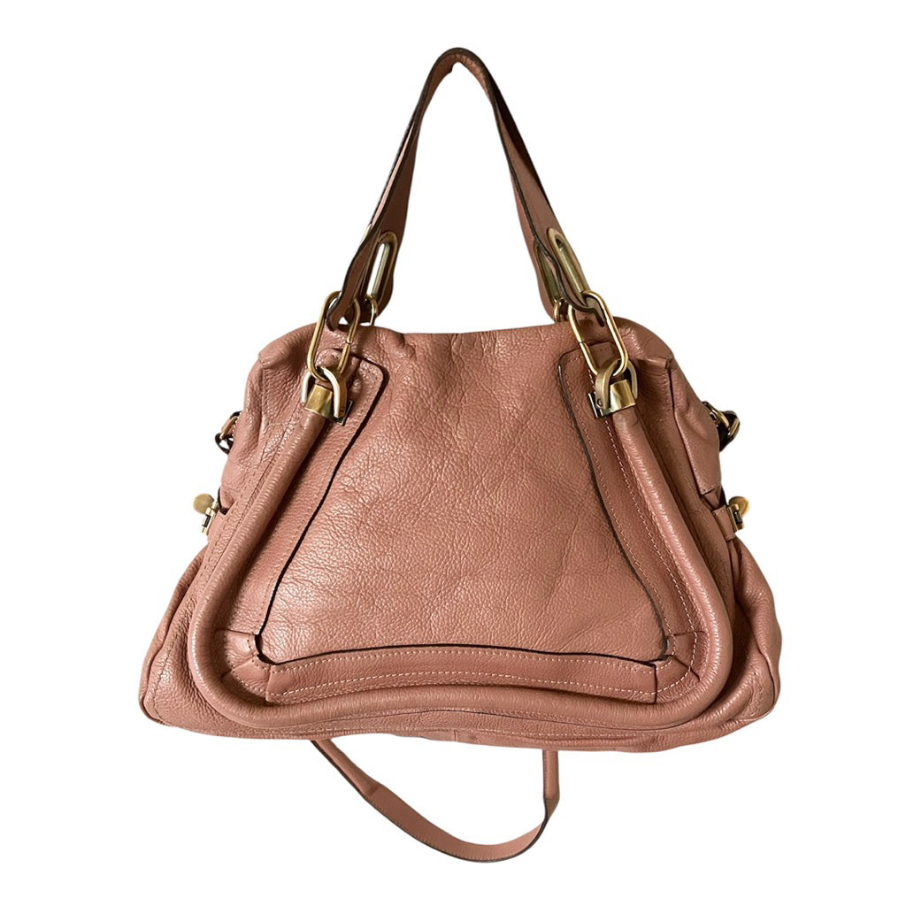 CHLOE PARTY 乾燥玫瑰粉 荔枝紋 牛皮 手提 斜背包 保證正品