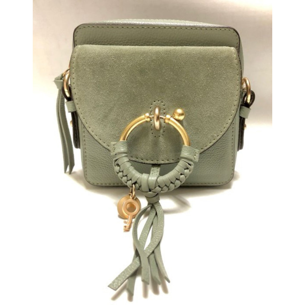 SEE BY CHLOE MINI JOAN 莫蘭迪綠 小方包 真皮 麂皮 可斜背 有防塵袋 保證正品