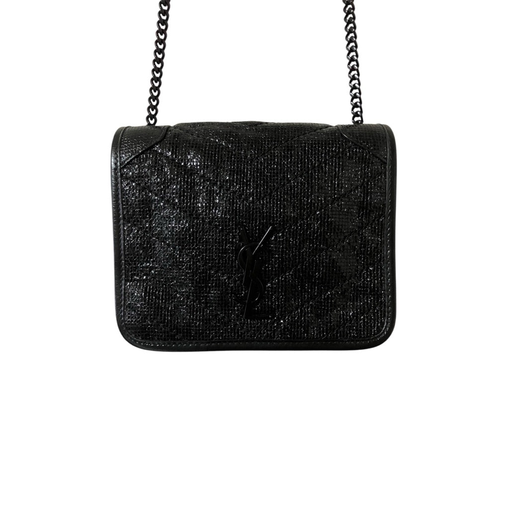 YSL 聖羅蘭 NIKI 黑色 亮面紋理 鍊條 小包 斜背包 保證正品