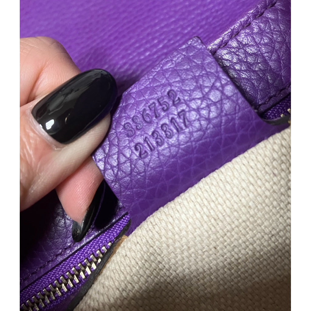 GUCCI 336752 紫色 雙G 牛皮 SOHO 鏈條包 保證正品