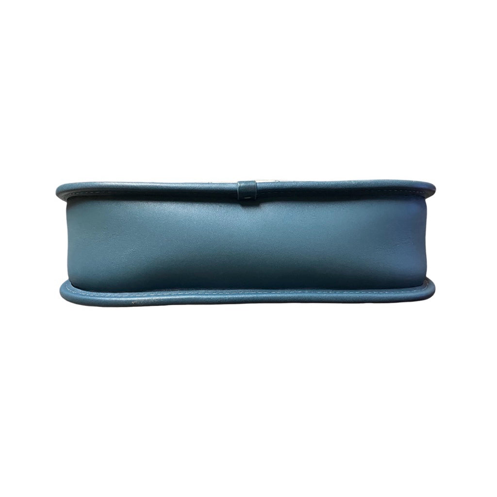 COACH 藍色 帆布 拼接 皮革 經典老花 手提 斜背包 保證正品