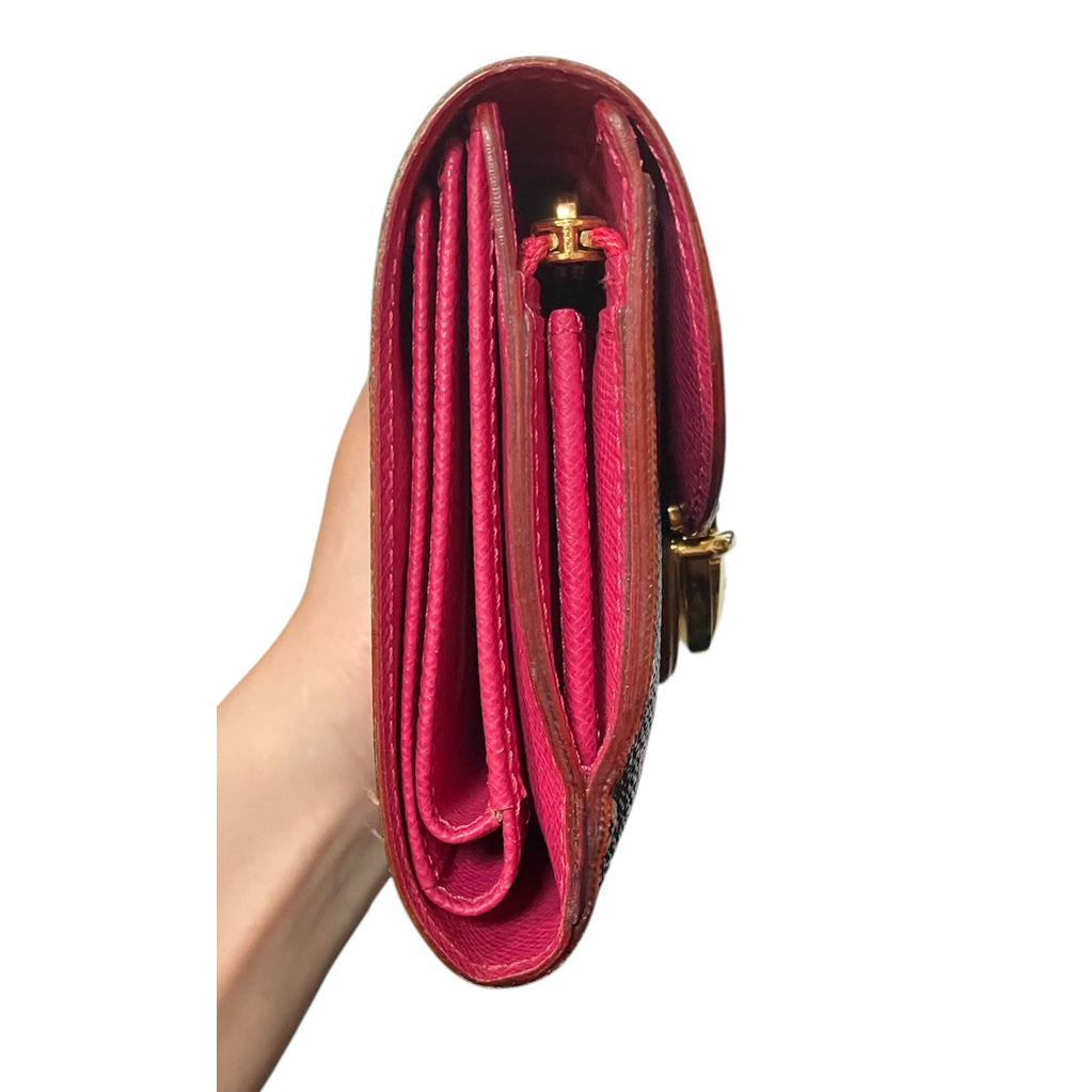 LV M58087 村上隆 黑三彩 三折 扣式 短夾 保證正品