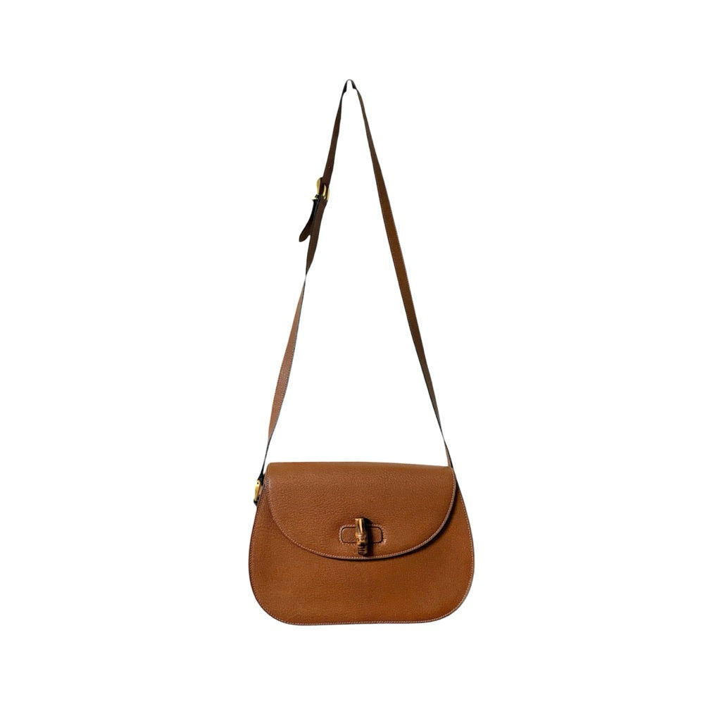 GUCCI BAMBOO 真皮 斜背包 保證正品