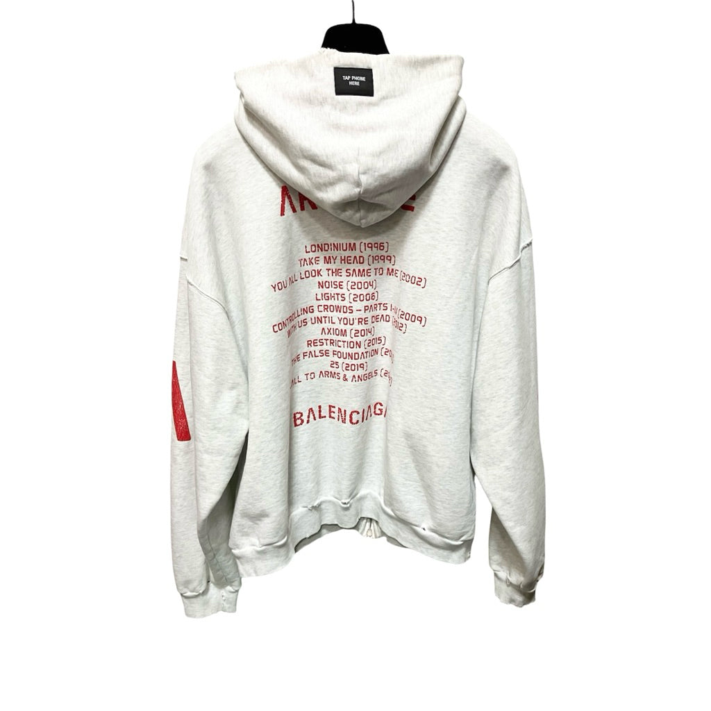 BALENCIAGA 巴黎世家 灰白色 印花 棉質 連帽 外套 保證正品