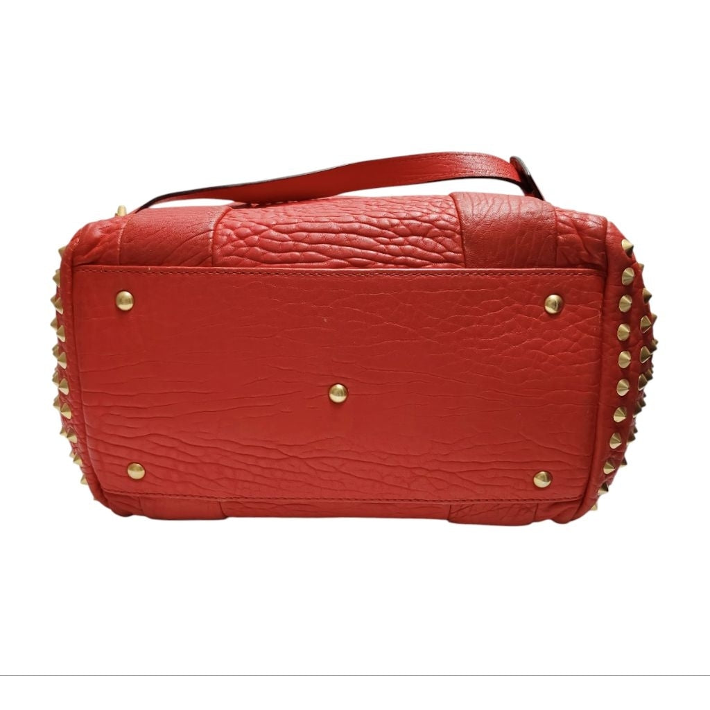 MCM 鉚釘 真皮 手提 斜背包 紅色 保證正品