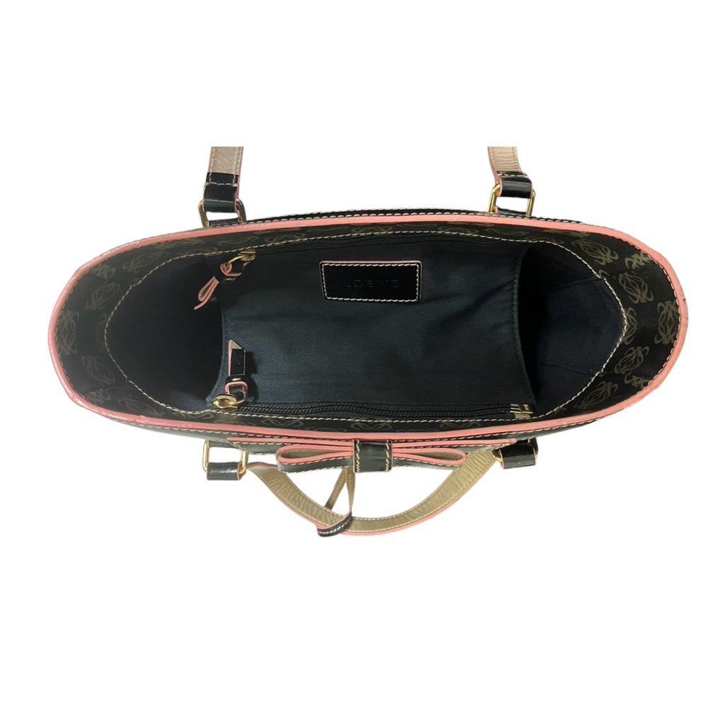 LOEWE 黑粉 蝴蝶結 老花 托特包 手提包 保證正品