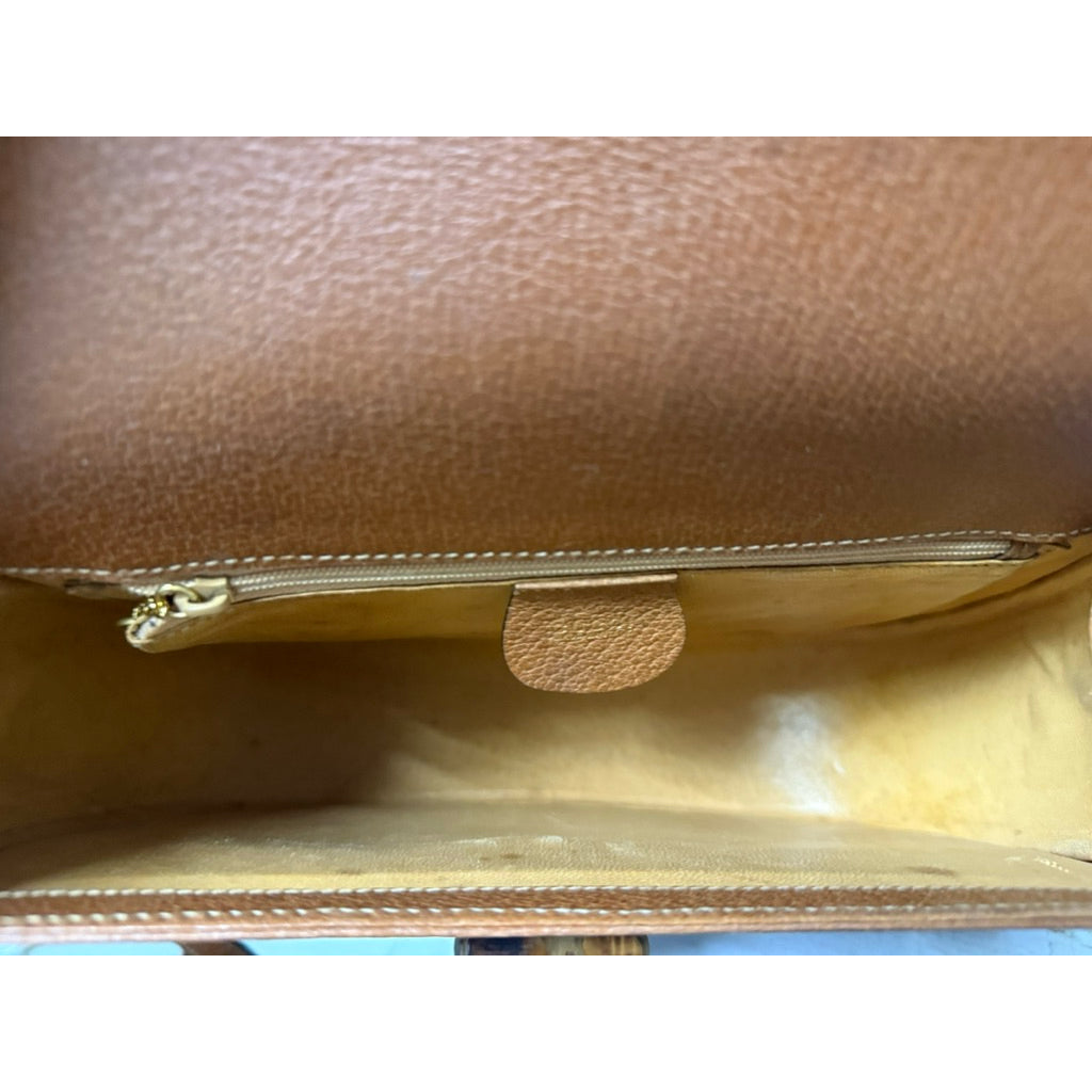 GUCCI BAMBOO 真皮 斜背包 保證正品