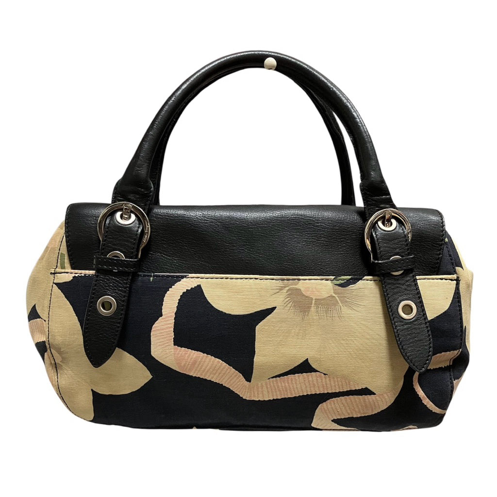 FERRAGAMO 菲拉格慕 VINTAGE 復古 真皮 帆布 拼接 手提包