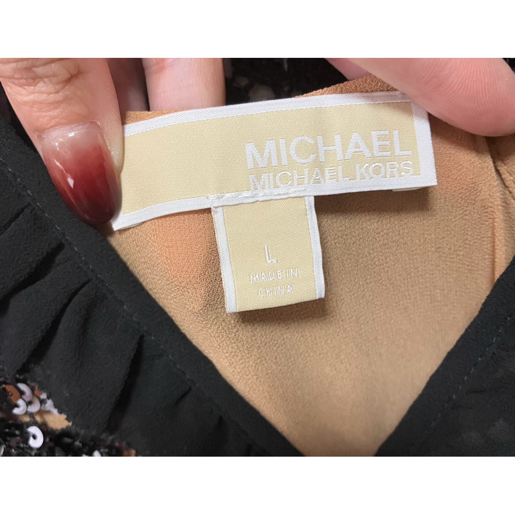 MICHAEL KORS 黑色 亮片 鏤空 無袖 洋裝 保證正品