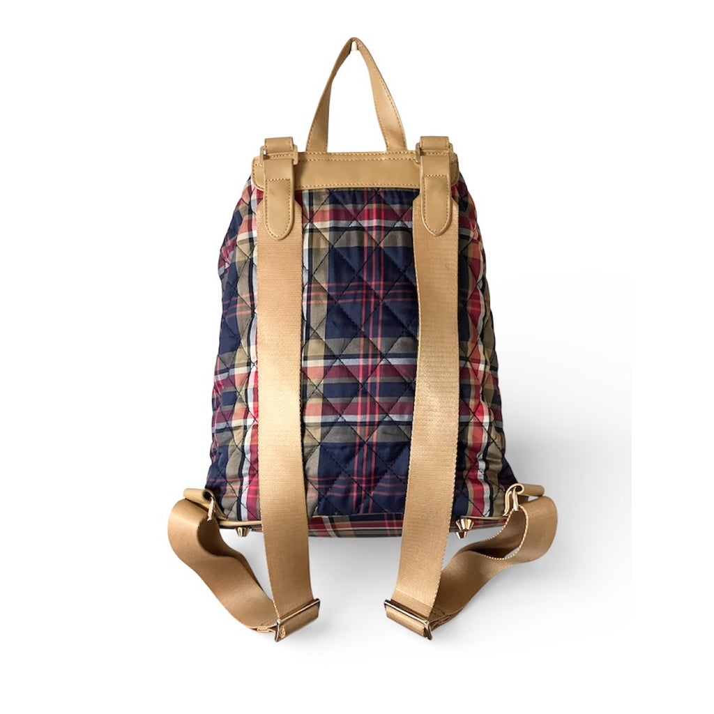 SCOTTISH HOUSE 紅藍 格紋 水桶型 後背包