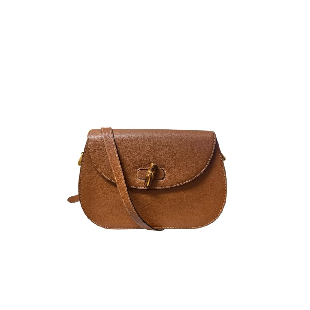GUCCI BAMBOO 真皮 斜背包 保證正品
