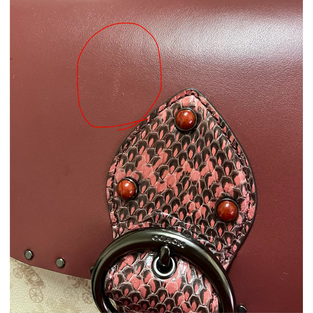 全新品❗️❗️❗️COACH 酒紅 蛇紋 經典馬車 風琴包 保證正品