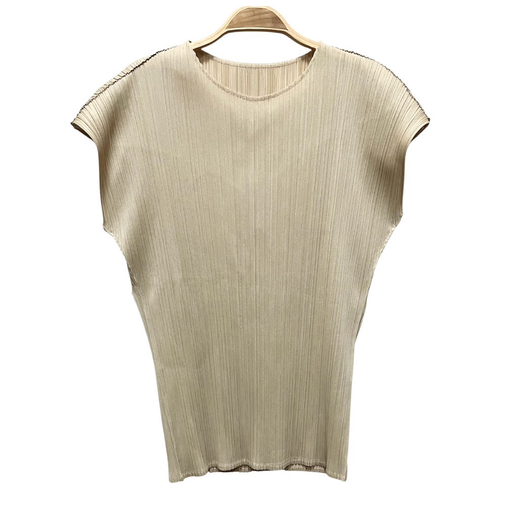 PLEATS PLEASE PP ISSEY MIYAKE 三宅 摺衣 皺褶 杏色 無袖 4號 保證正品