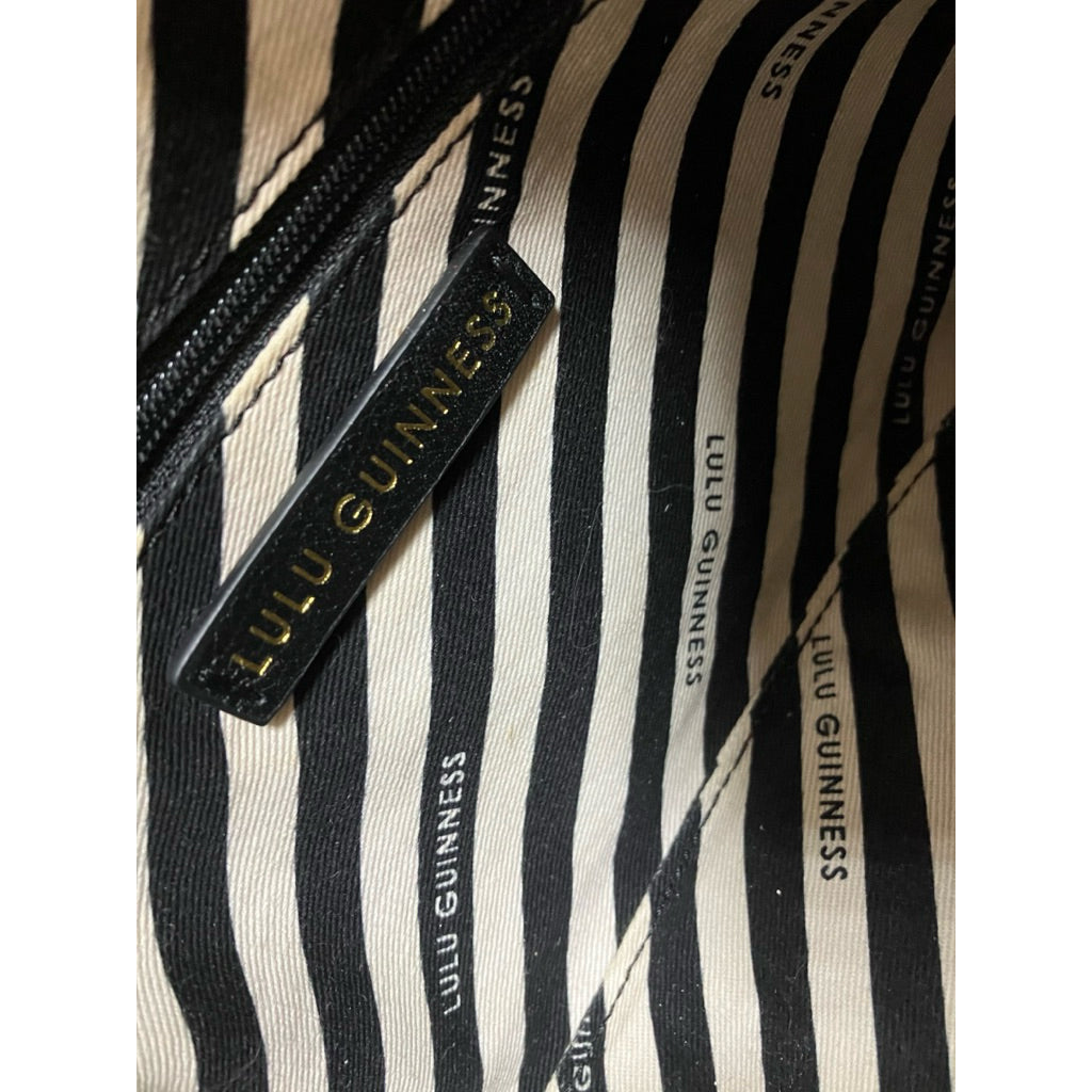 LULU GUINNESS 黑貓 荔枝紋 真皮 斜背包 保證正品