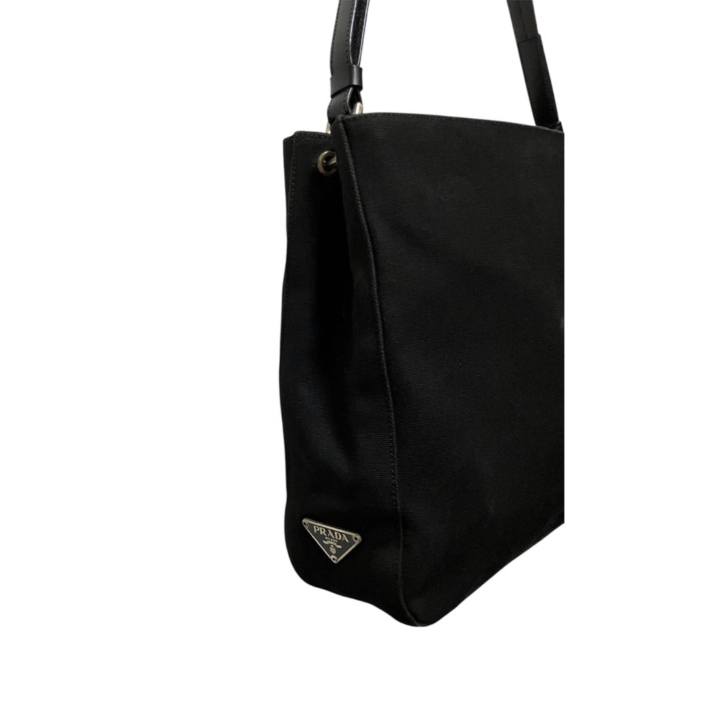PRADA 黑色 帆布 肩背包 保證正品