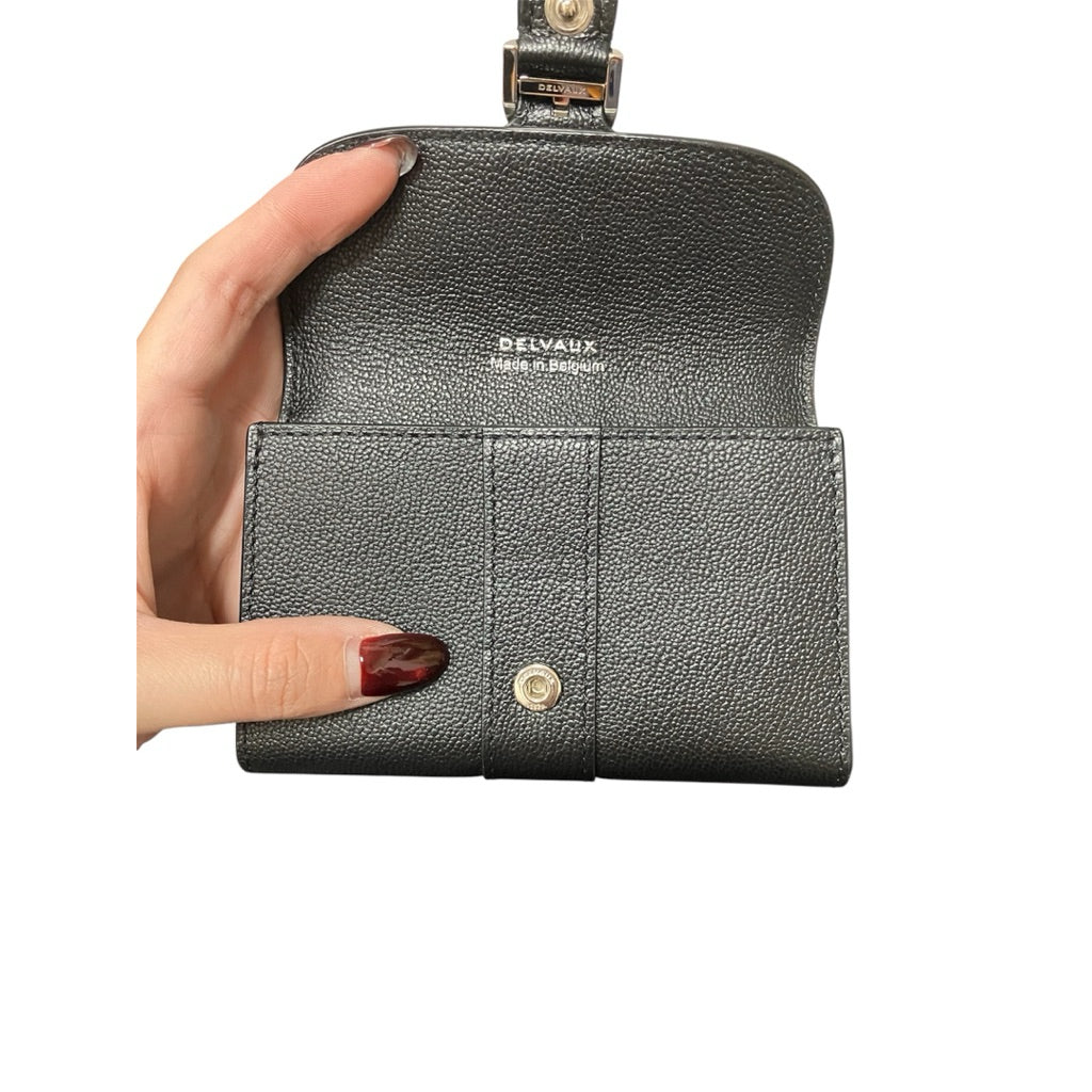 DELVAUX 德爾沃 黑色 荔枝紋 卡包 保證正品