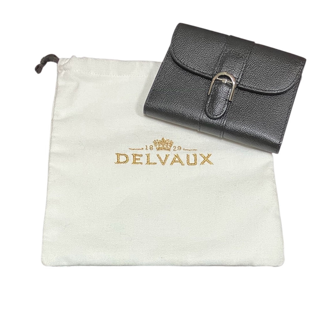 DELVAUX 德爾沃 黑色 荔枝紋 卡包 保證正品