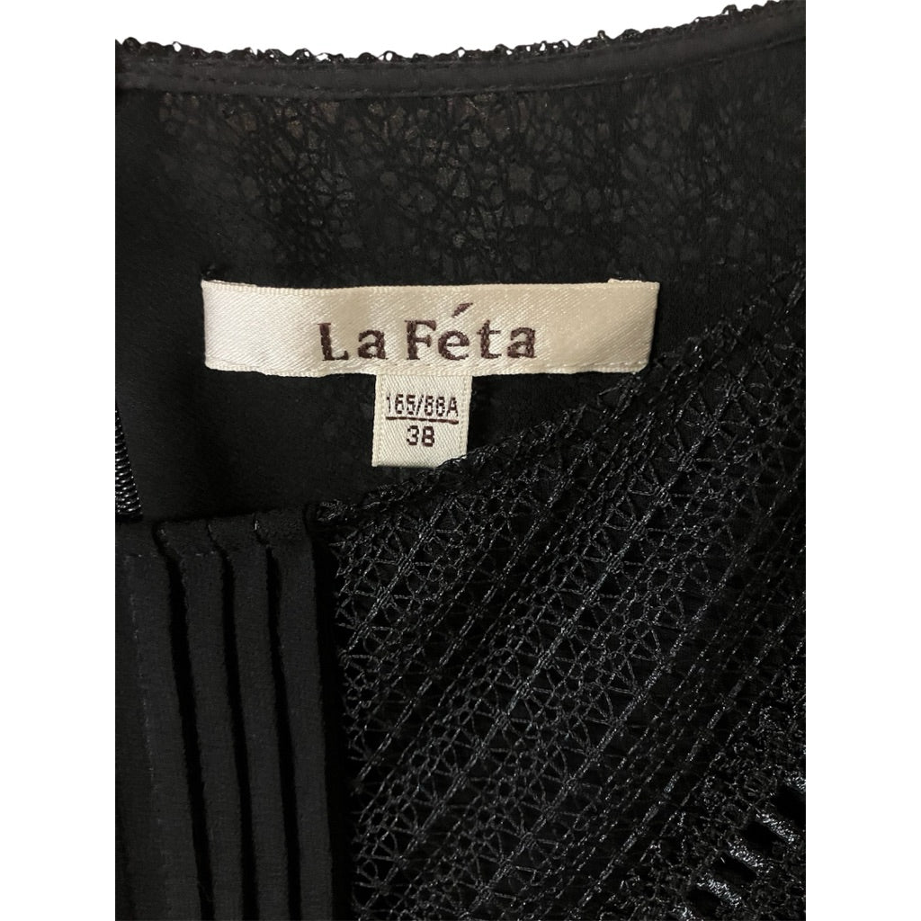 LA FETA 黑色 蕾絲 挖肩 長洋裝