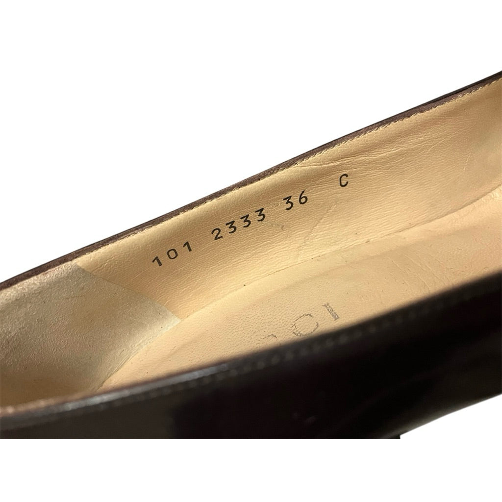 GUCCI 深褐色 馬銜扣 高跟 方頭 鞋 保證正品