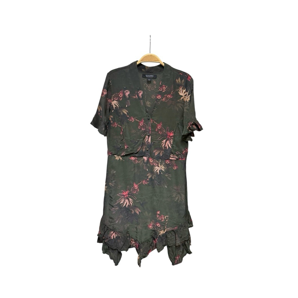 ALLSAINTS UK6號 下擺不規則碎花洋裝 保證100%真品