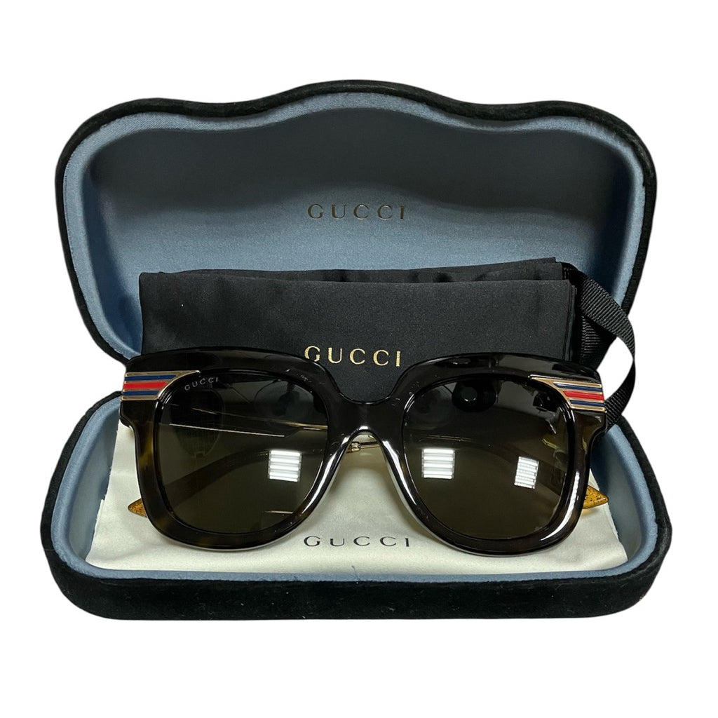 GUCCI GG0281 紅綠條 貓眼 太陽眼鏡 保證正品