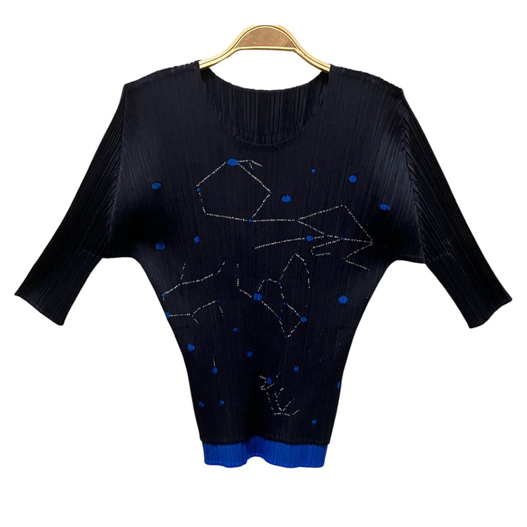 PLEATS PLEASE PP ISSEY MIYAKE 三宅 摺衣 皺褶 黑色 星座 假兩件 五分袖 3號 保證正品