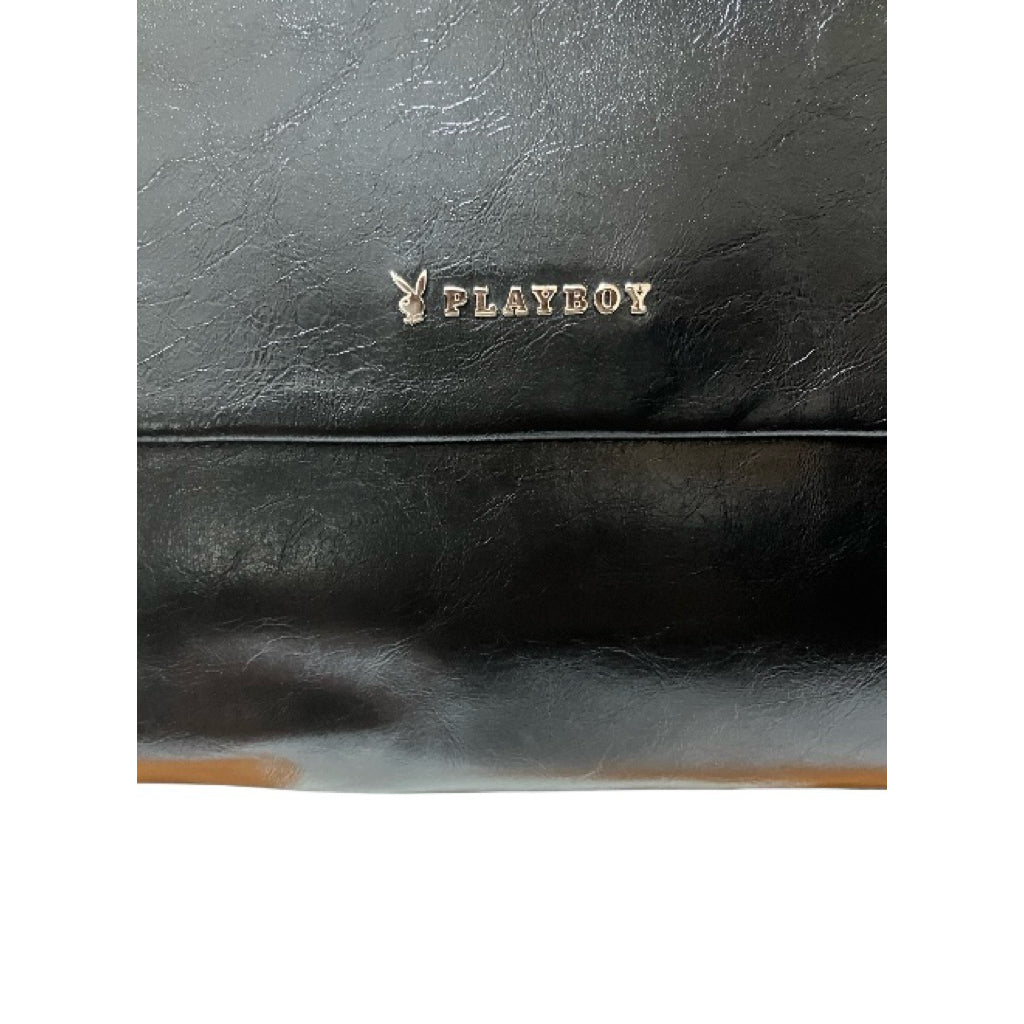 全新品❗️❗️❗️PLAYBOY 黑色 亮面 皮革 磁吸式 肩背 斜背包