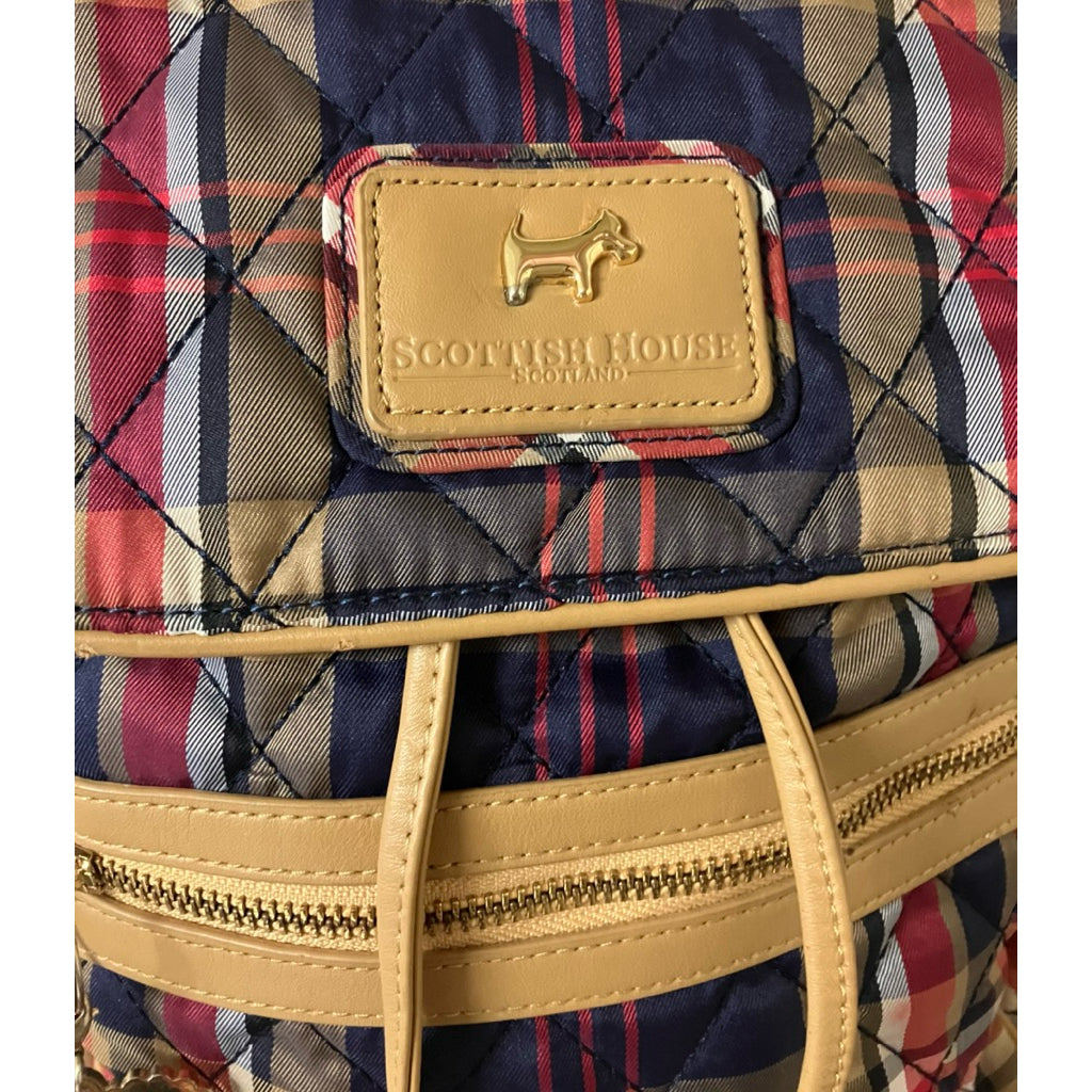 SCOTTISH HOUSE 紅藍 格紋 水桶型 後背包