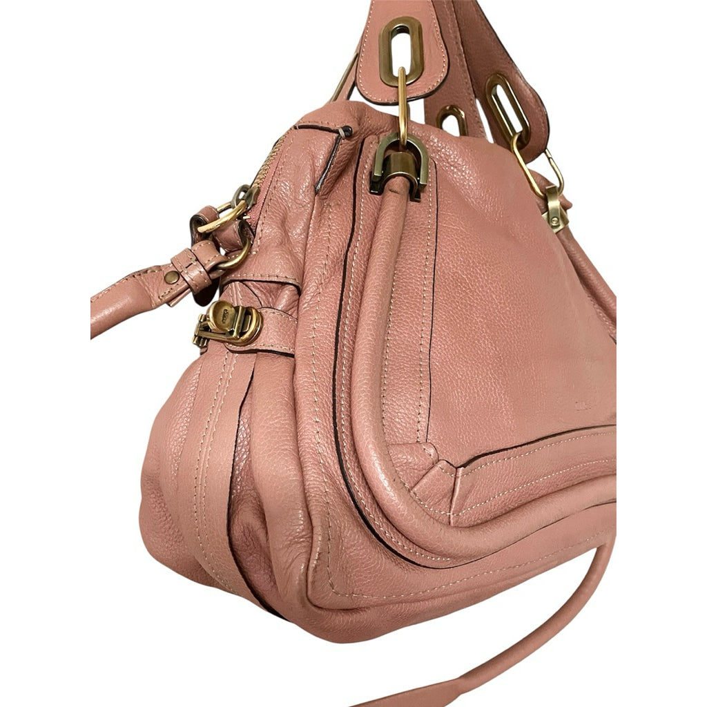 CHLOE PARTY 乾燥玫瑰粉 荔枝紋 牛皮 手提 斜背包 保證正品