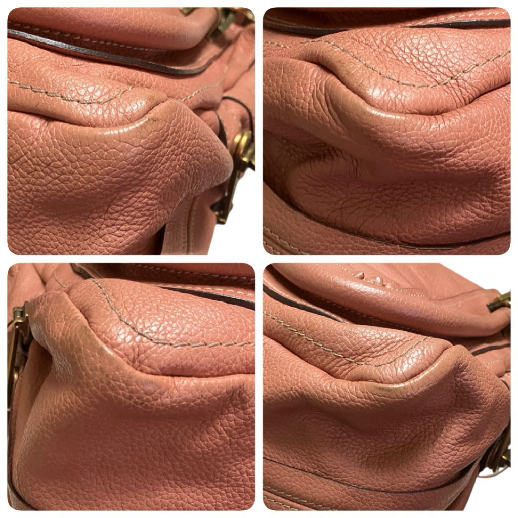 CHLOE PARTY 乾燥玫瑰粉 荔枝紋 牛皮 手提 斜背包 保證正品