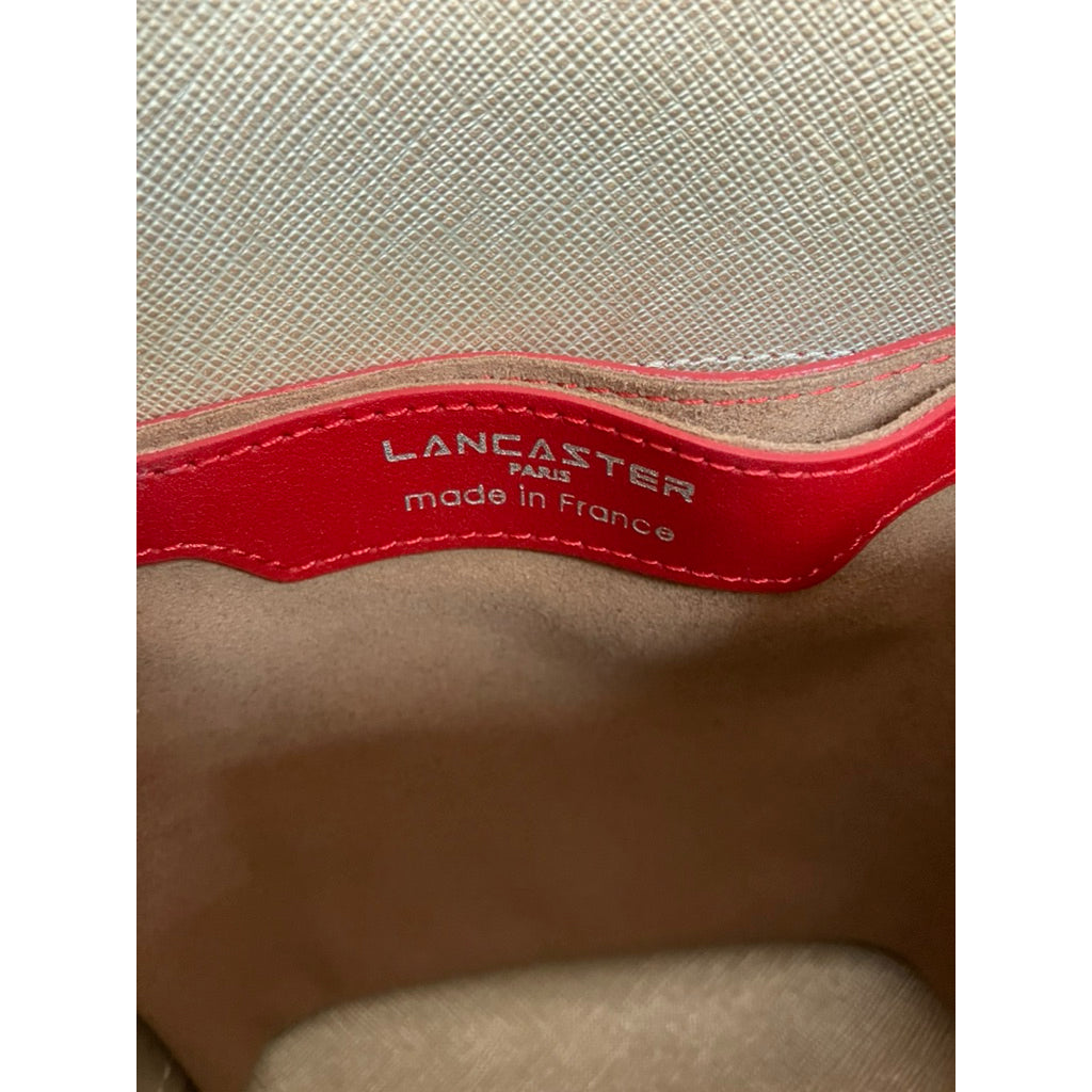LANCASTER 酒紅色 真皮 斜背 小包