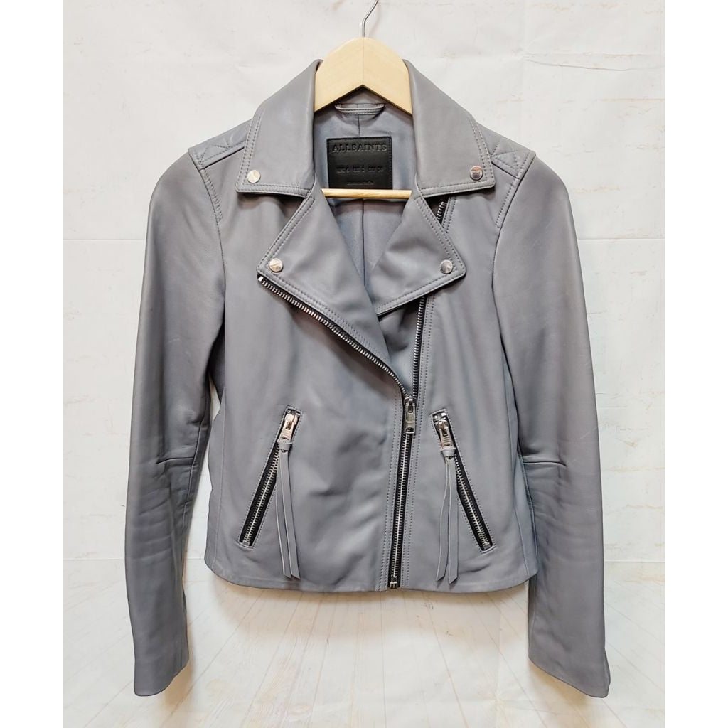 ALL SAINTS 灰色 象灰 皮衣 外套 保證正品