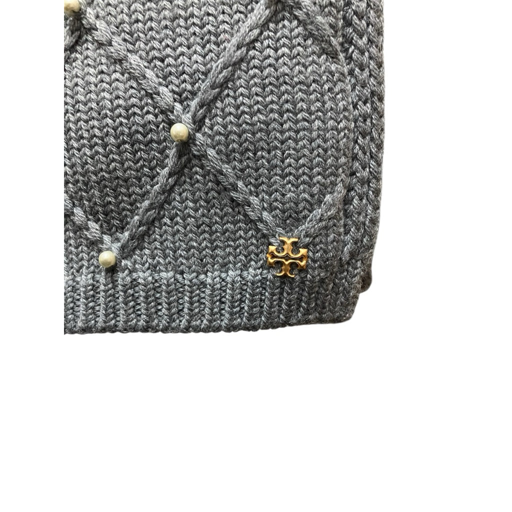 TORY BURCH 灰色 針織 圍巾 保證正品